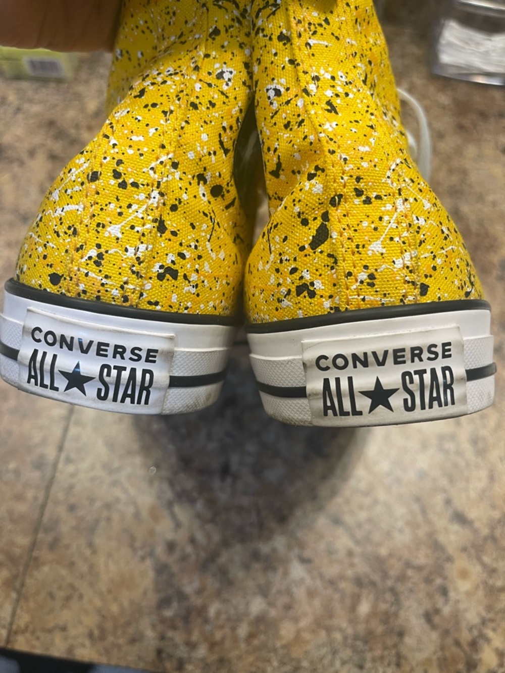 Converse Yellow Paint-Splatter High Top Sneakers size 9W/7M - Picture 4 of 7